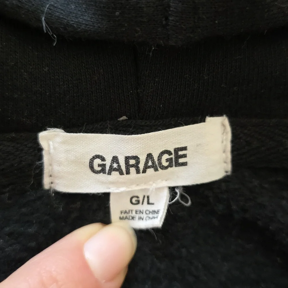 Garage Black Cropped Zip Hoodie Size Large - Picture 2 of 9